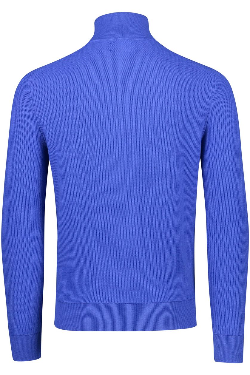 Polo Ralph Lauren trui blauw effen met logo katoen opstaande kraag 