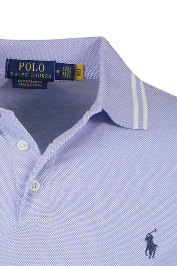 polo Polo Ralph Lauren Custom Slim Fit blauw effen katoen normale fit