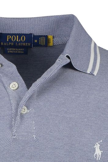 Polo Ralph Lauren poloshirt Custom Slim Fit normale fit grijs met wit katoen