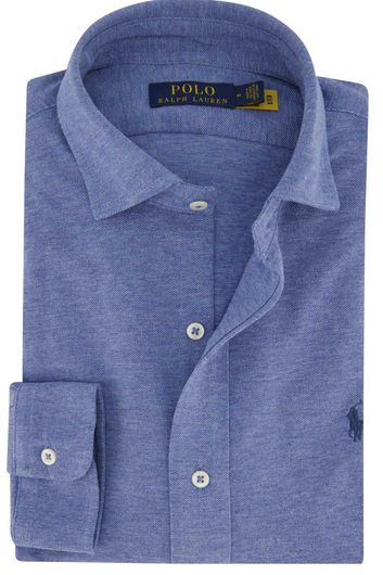 Polo Ralph Lauren casual overhemd wide spread boord blauw effen katoen
