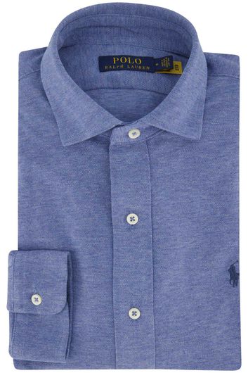 Polo Ralph Lauren casual overhemd wide spread boord blauw effen katoen
