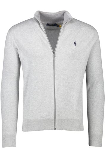 Polo Ralph Lauren vest opstaande kraag grijs rits effen 100% katoen met logo