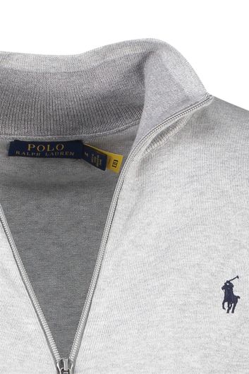 Polo Ralph Lauren vest opstaande kraag grijs rits effen 100% katoen met logo