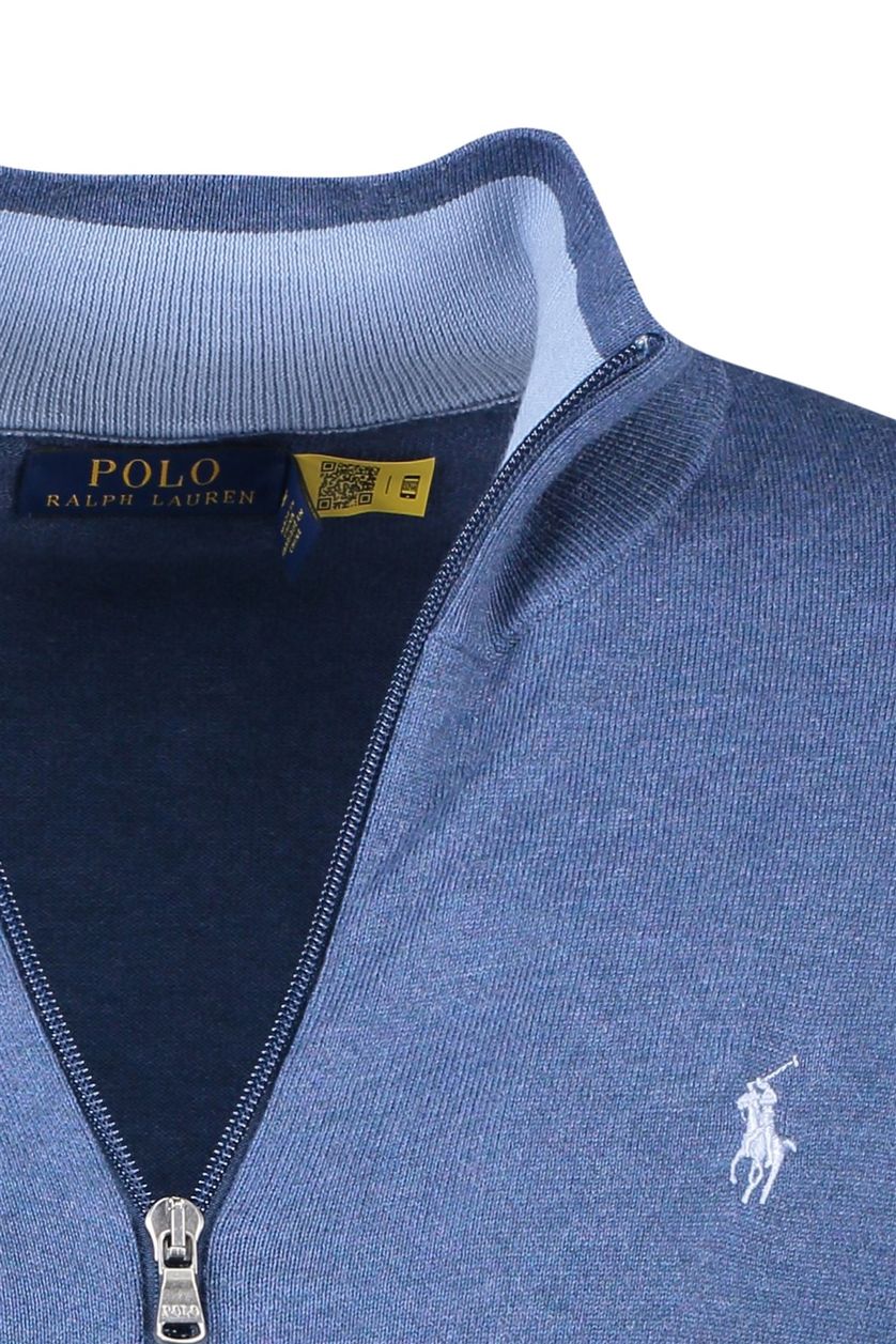 Polo Ralph Lauren vest blauw effen katoen opstaande kraag met logo