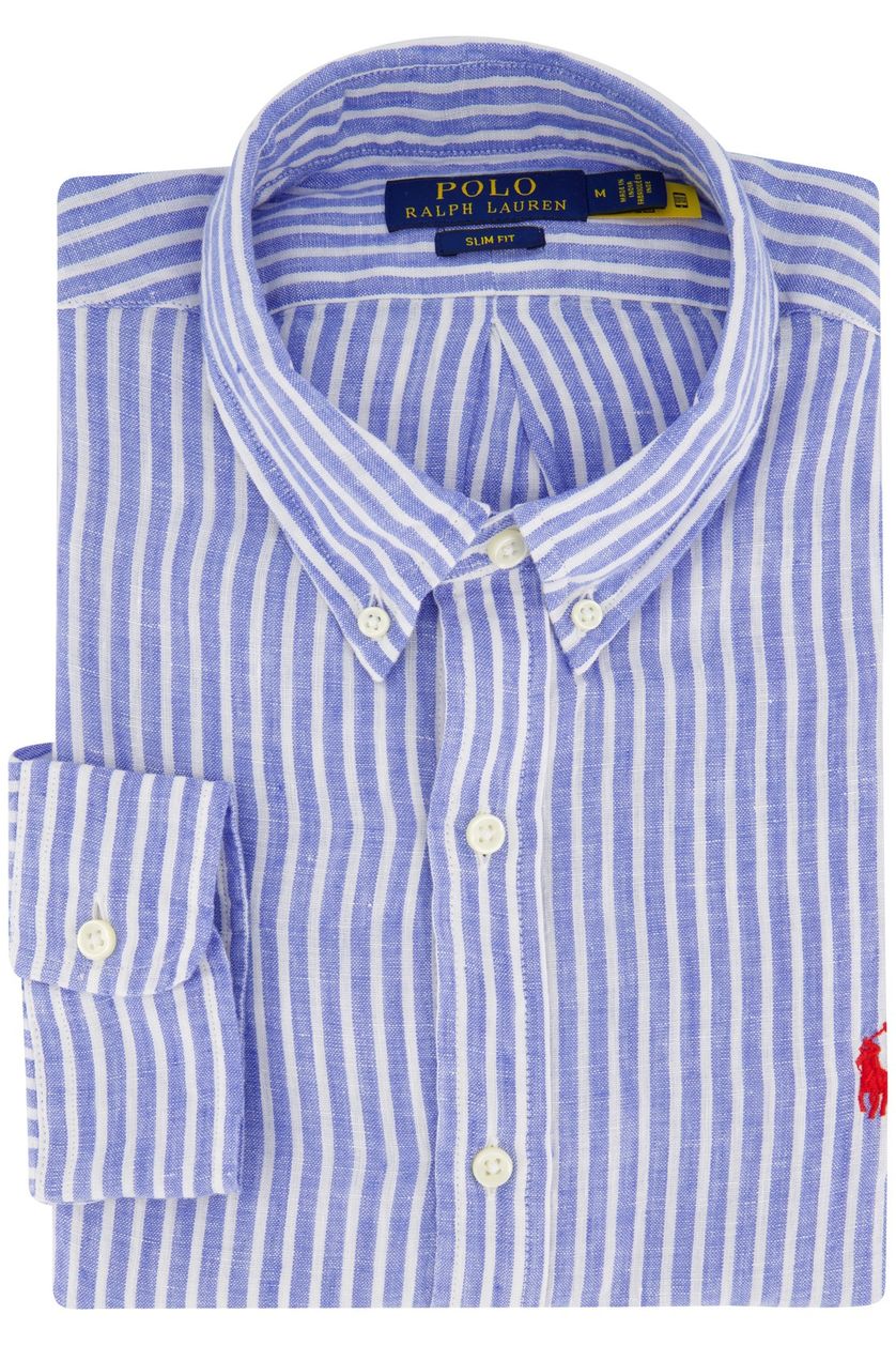 Polo Ralph Lauren overhemd linnen blauw wit gestreept