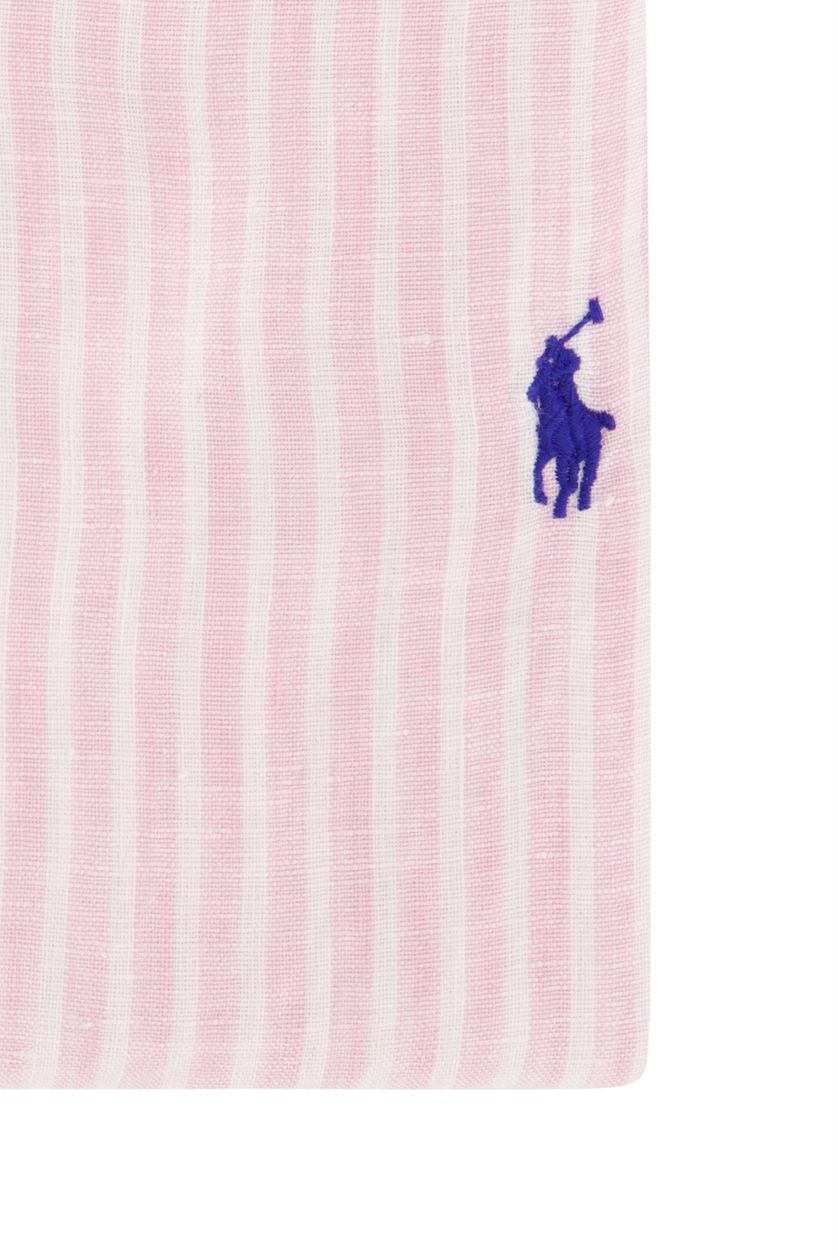 Polo Ralph Lauren overhemd linnen roze/wit gestreept