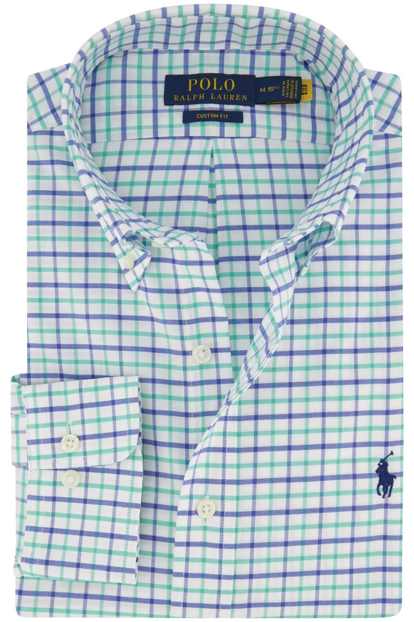 Polo Ralph Lauren Big & Tall overhemd Custom Fit wit blauw geruit katoen