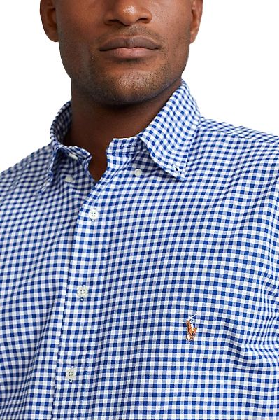 Polo Ralph Lauren Big & Tall overhemd normale fit blauw geruit katoen met logo