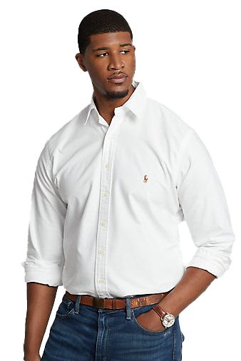 Polo Ralph Lauren Big & Tall overhemd normale fit wit effen katoen lange mouwen 