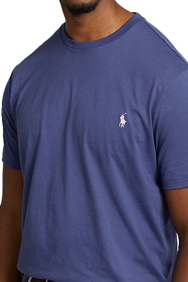 Big & Tall Polo Ralph Lauren t-shirt blauw ronde hals effen blauw korte mouw