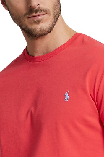 Big & Tall Polo Ralph Lauren t-shirt rood ronde hals met logo effen 