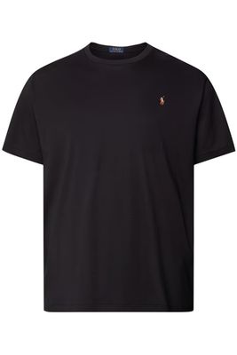Polo Ralph Lauren Big & Tall Polo Ralph Lauren t-shirt zwart effen ronde hals logo korte mouwen