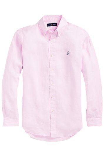 Polo Ralph Lauren Big & Tall overhemd normale fit roze effen linnen lange mouw