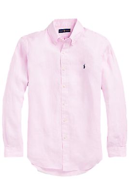 Polo Ralph Lauren Polo Ralph Lauren Big & Tall overhemd normale fit roze effen linnen lange mouw