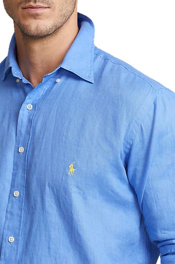 Polo Ralph Lauren Big & Tall overhemd blauw effen linnen