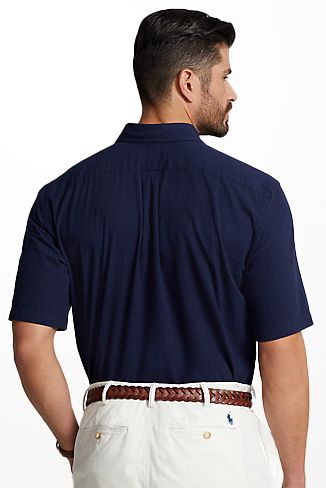 Polo Ralph Lauren Big & Tall overhemd navy katoen korte mouw