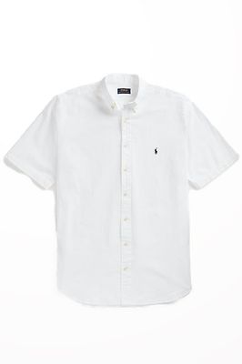 Polo Ralph Lauren Polo Ralph Lauren Big & Tall overhemd korte mouw effen wit met logo