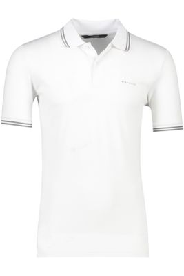 Airforce Airforce polo slim fit double stripe wit met wit katoen