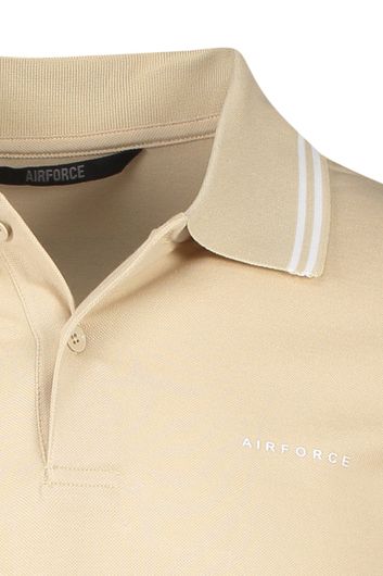 Airforce polo double stripe slim fit effen beige 