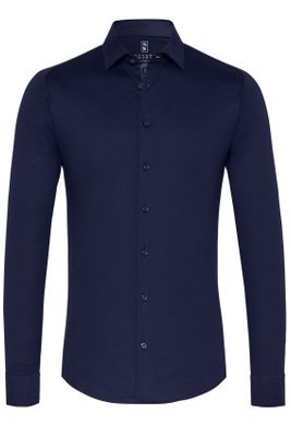 Desoto Desoto overhemd business donkerblauw effen katoen slim fit