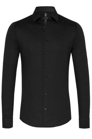 business overhemd Desoto zwart effen katoen slim fit 