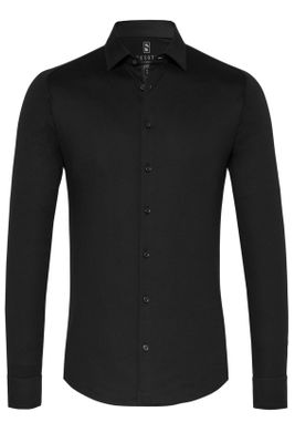 Desoto business overhemd Desoto zwart effen katoen slim fit 