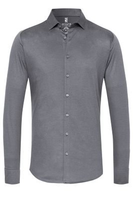 Desoto Desoto overhemd business grijs effen katoen slim fit