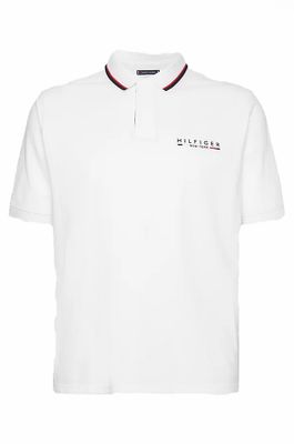 Tommy Hilfiger Big & Tall Tommy Hilfiger polo normale fit wit effen katoen 1 knoops