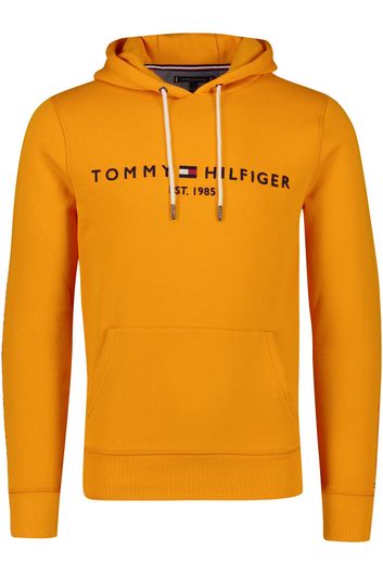 Tommy Hilfiger sweater groot logo geel effen katoen