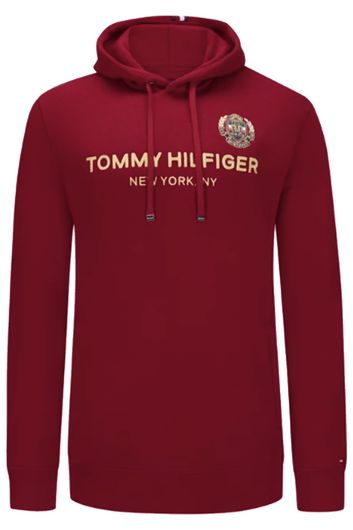 Tommy Hilfiger sweater hoodie rood met print Big & Tall katoen