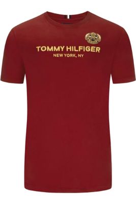 Tommy Hilfiger Tommy Hilfiger t-shirt ronde hals rood met opdruk
