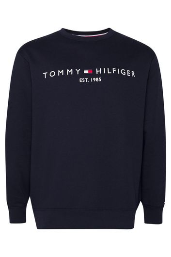 Tommy Hilfiger sweater ronde hals donkerblauw geprint katoen Big & Tall
