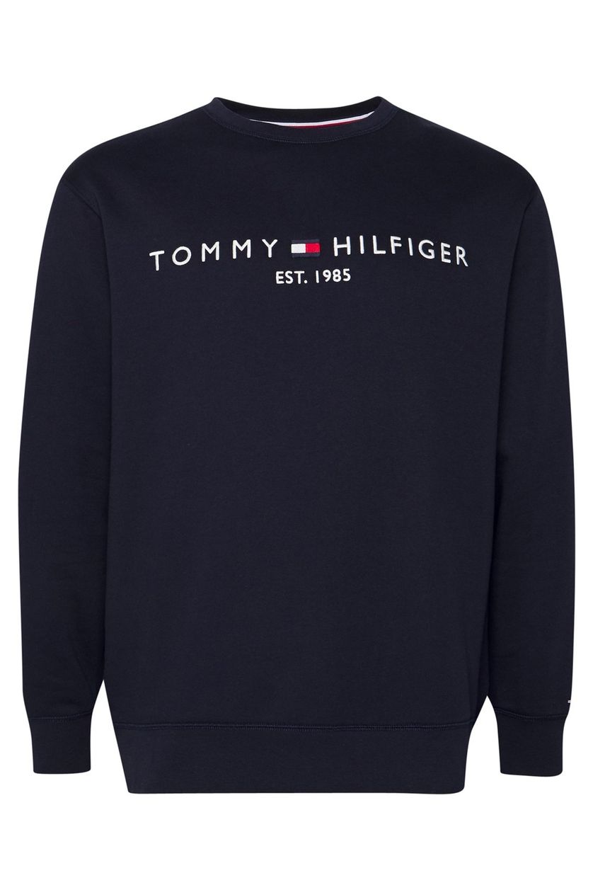 Tommy Hilfiger sweater ronde hals donkerblauw geprint katoen Big & Tall