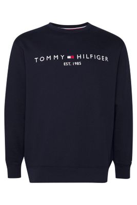 Tommy Hilfiger Tommy Hilfiger sweater ronde hals donkerblauw geprint katoen