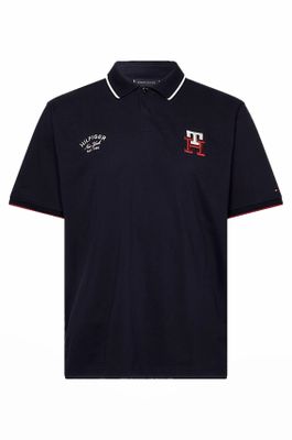 Tommy Hilfiger Big & Tall Tommy Hilfiger polo normale fit donkerblauw effen katoen