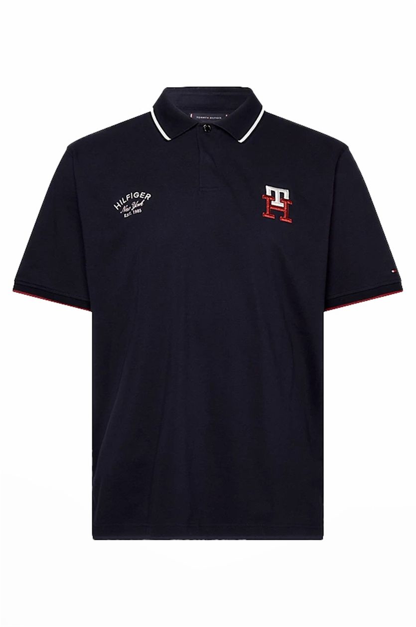 Tommy Hilfiger polo Big & Tall katoen normale fit donkerblauw effen