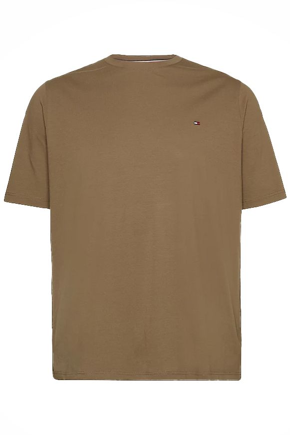 Tommy Hilfiger t-shirt Big & Tall bruin effen met logo