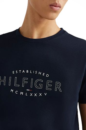Big & Tall Tommy Hilfiger t-shirt donkerblauw opdruk