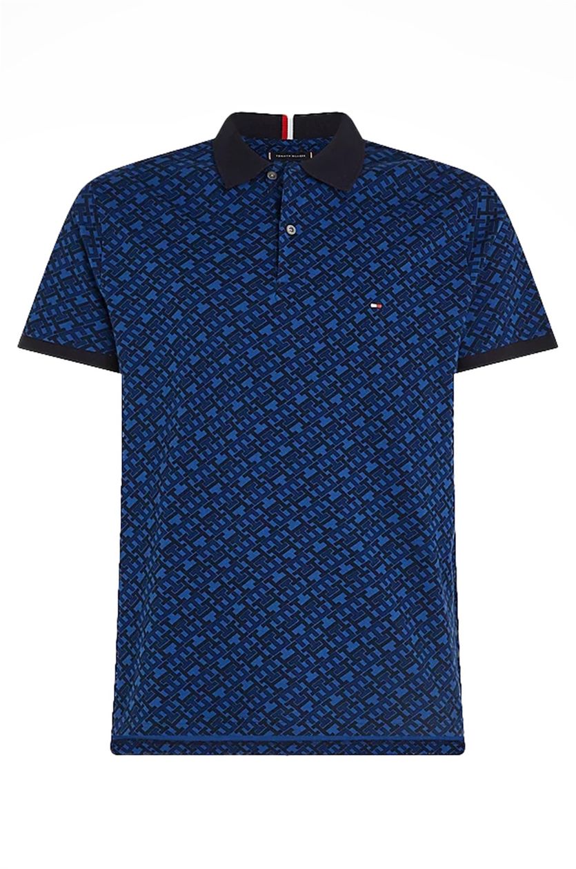 Tommy Hilfiger polo donkerblauw geprint wijde fit big & tall
