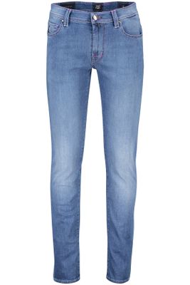 Tramarossa Tramarossa jeans Leonardo blauw effen denim roze stiksels