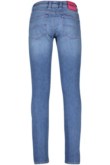 Tramarossa jeans Leonardo blauw effen denim roze stiksels