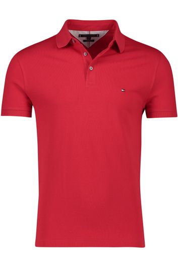 Tommy Hilfiger polo slim fit rood effen 