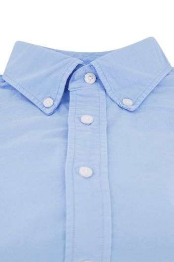 Tommy Hilfiger casual overhemd normale fit blauw effen linnen, merinowol