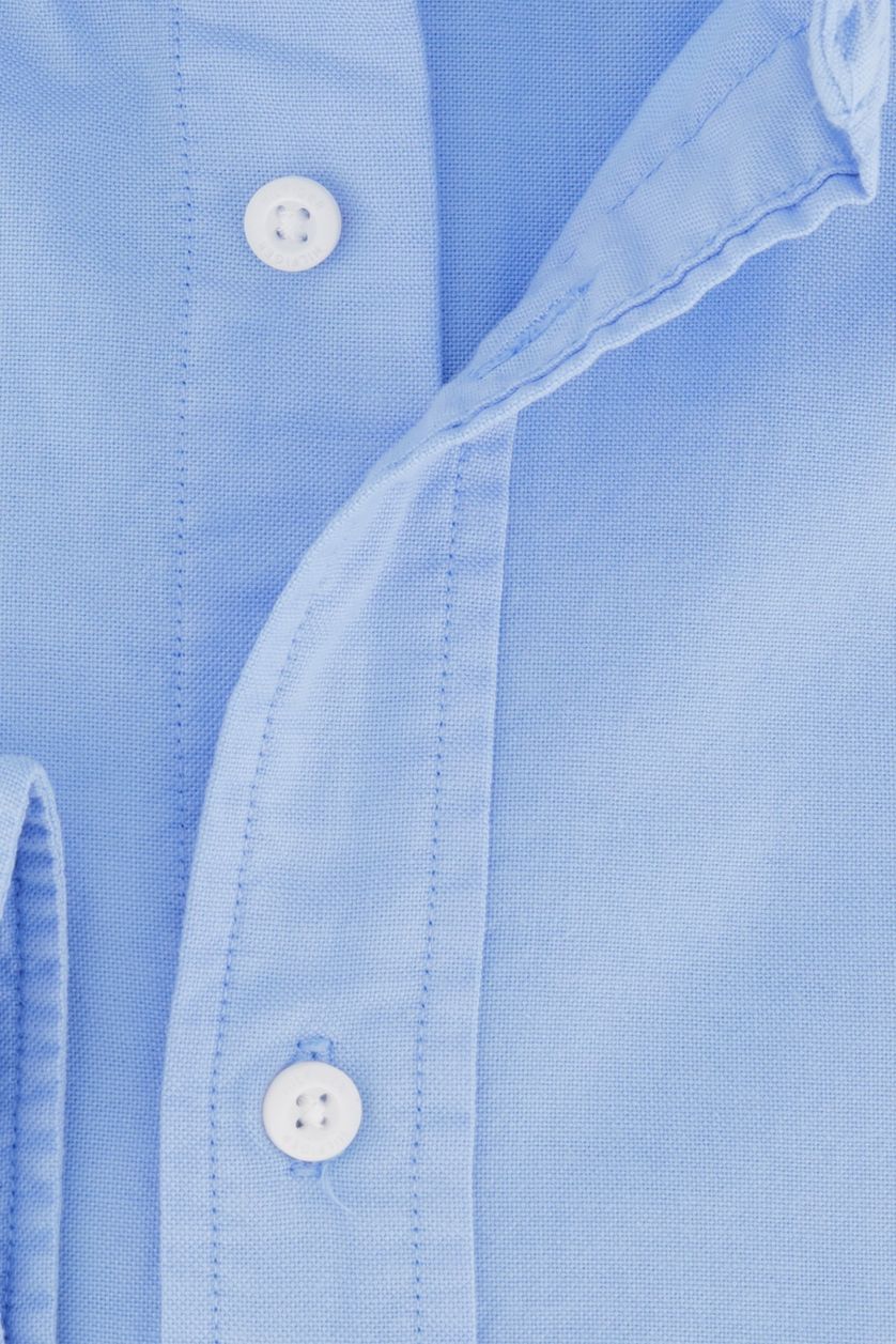 Tommy Hilfiger casual overhemd blauw effen linnen, merinowol normale fit