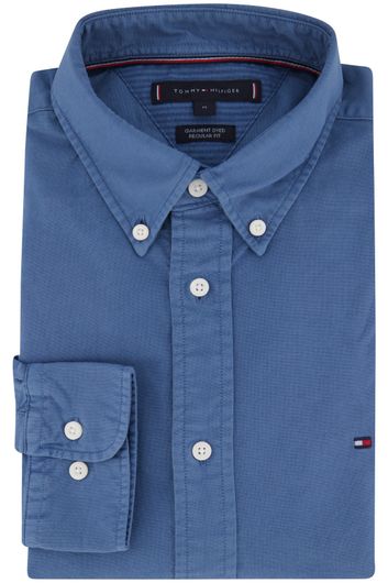 Tommy Hilfiger casual overhemd normale fit blauw effen katoen