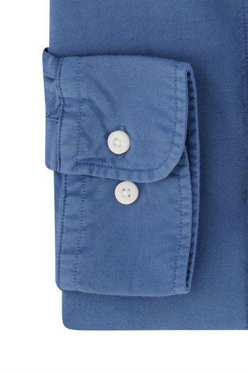 casual overhemd Tommy Hilfiger blauw effen katoen normale fit 