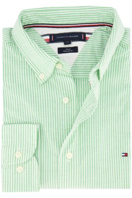 Tommy Hilfiger Overhemd Tommy Hilfiger casual normale fit groen gestreept katoen