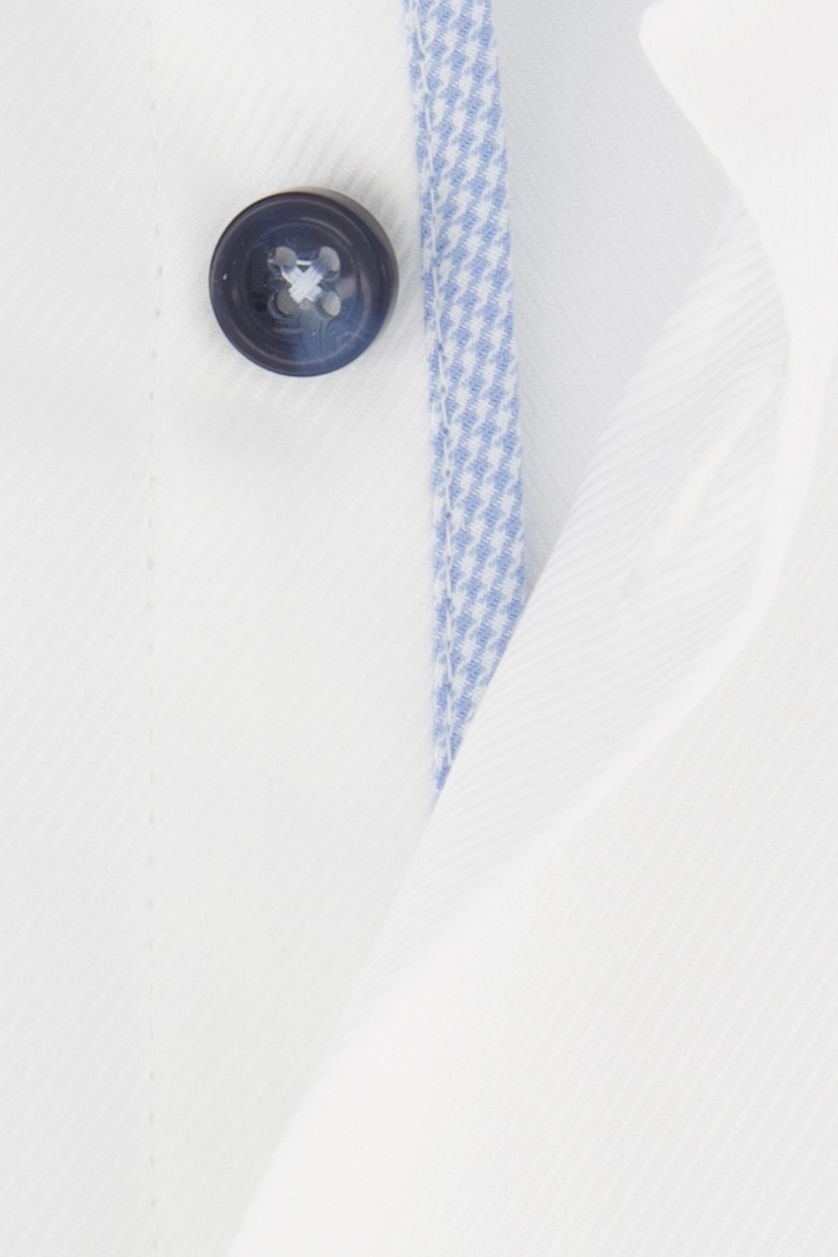 Ledub business overhemd Modern Fit wit effen katoen normale fit geprinte kraag