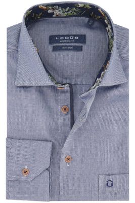 Ledub Ledub business overhemd Modern Fit blauw geprint 100% katoen normale fit