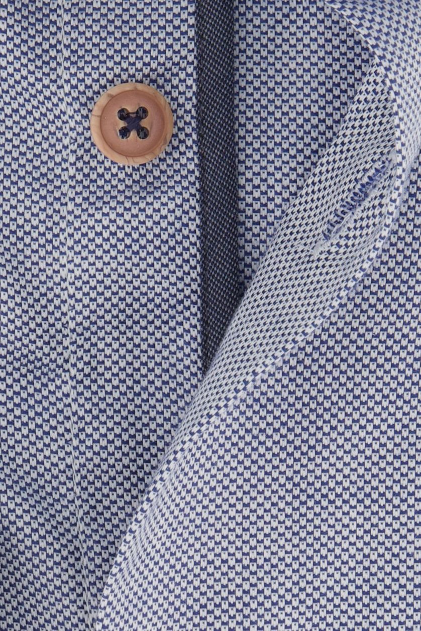 Ledub business overhemd Modern Fit blauw geprint 100% katoen normale fit